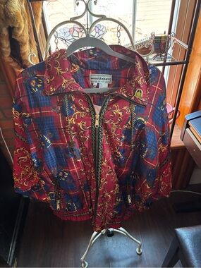 Westbound Burgundy & Blue Patterned Women's Bomber Jacket